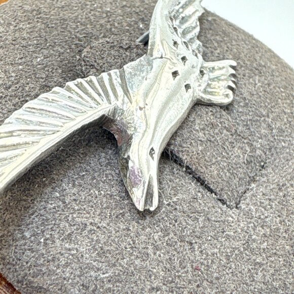 VTG Sterling Silver 925 Flying Seagull Textured Brooch Size 2.5" Length - Picture 5 of 14